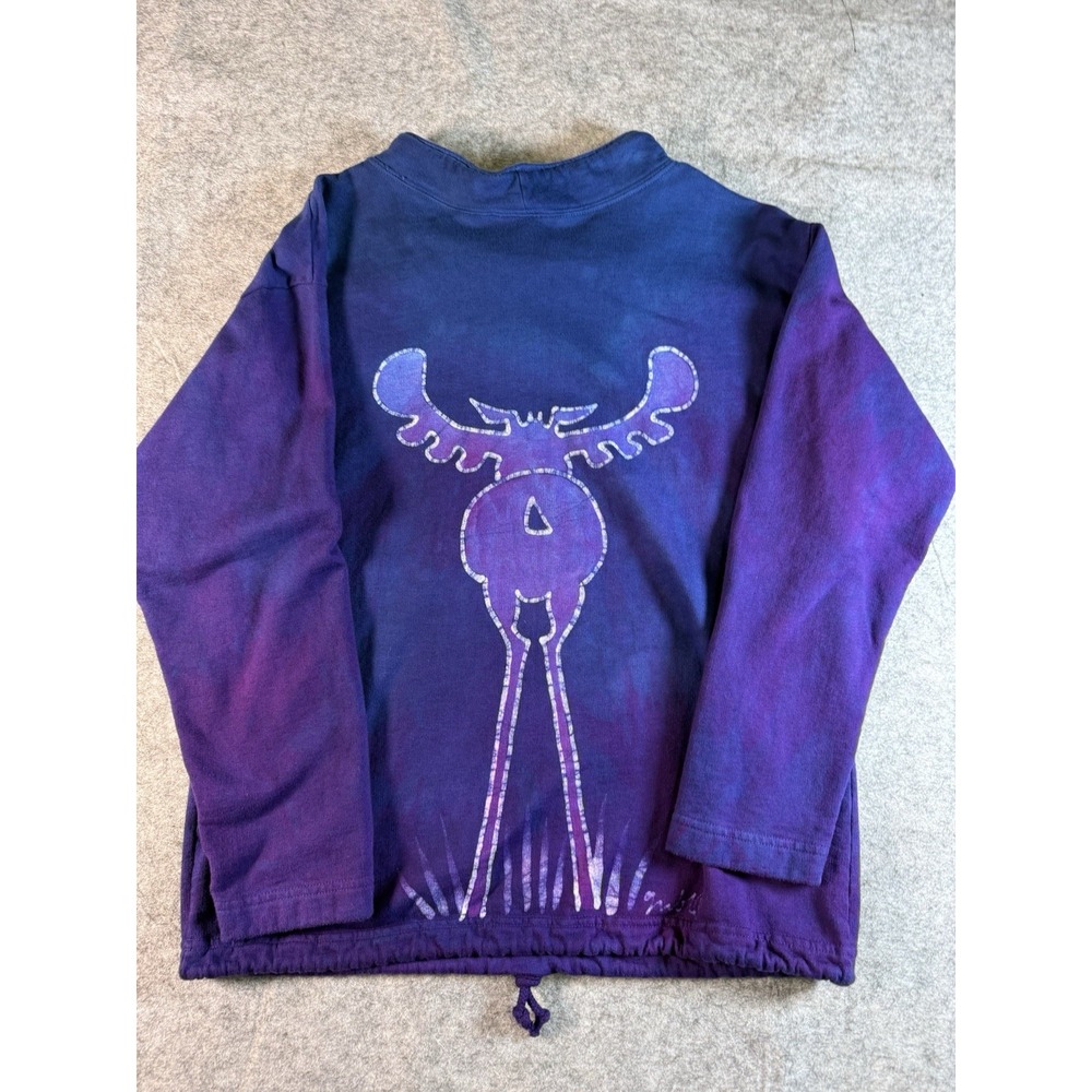 Crebe Batik‎ Hand Dyed Moose Sweatshirt  Pullover Small USA Made Purple Blue S - Picture 8 of 9